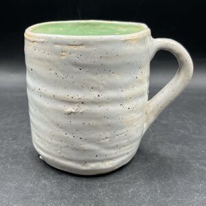 Studio Art Pottery Glaze Grey And Green Coffee Mug 16oz Signed